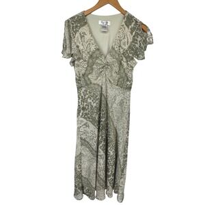 Shes The One Womens Y2K Babydoll Maxi Dress Size 10 Green Forest Fairy Grunge